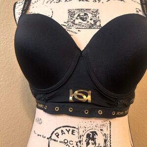 Bebe Black and Gold Embellished Bra
